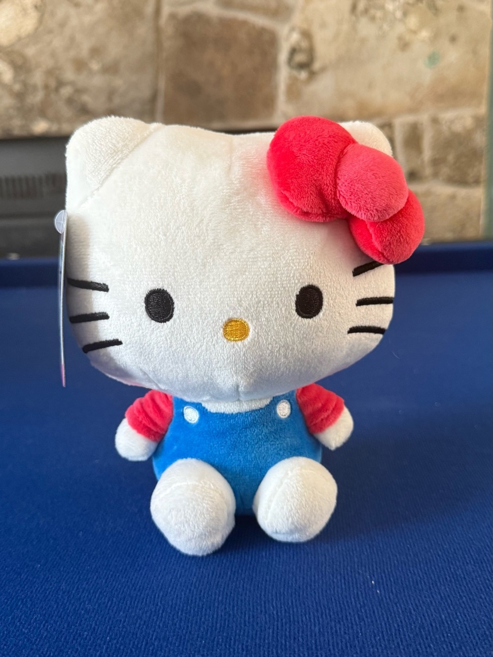 Hello Kitty Plush - White with Red Bow and Blue Overalls